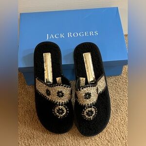 Jack Rogers NWT Black and Gold Women's Slippers/Sandals Size7M